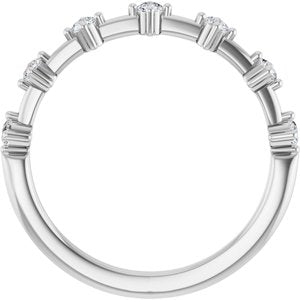 14K White Gold Round 2.1 Mm Polished 1/4 Ctw Natural Diamond Anniversary Band Size 7