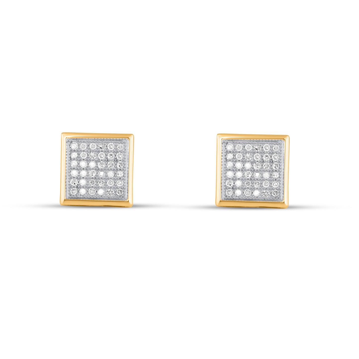 10K Yellow Gold 0.22- 0.23 Cttw Diamond "Square" Earring