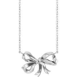 Sterling Silver 18.9 X 12.5 Mm 16 In Polished Freeform Bow Necklace