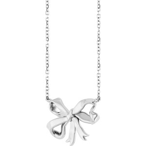 Sterling Silver 18.9 X 12.5 Mm 16 In Polished Freeform Bow Necklace