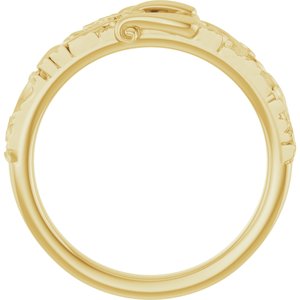 14K Yellow Gold Polished Victorian Style Belt Buckle Ring Size 7