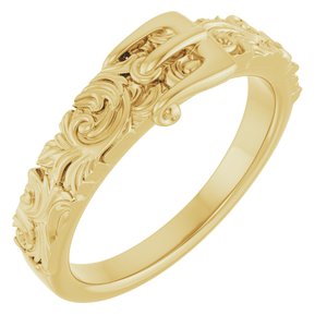 14K Yellow Gold Polished Victorian Style Belt Buckle Ring Size 7