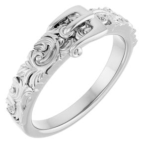 Sterling Silver Polished Victorian Style Belt Buckle Ring Size 7