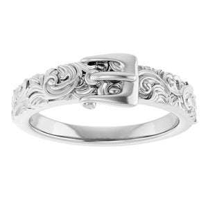 Sterling Silver Polished Victorian Style Belt Buckle Ring Size 7