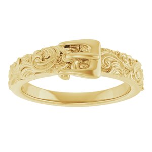 14K Yellow Gold Polished Victorian Style Belt Buckle Ring Size 7