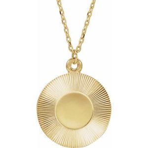 14K Yellow Gold 21.4 X 15 Mm 16-18 In Polished Engravable Necklace