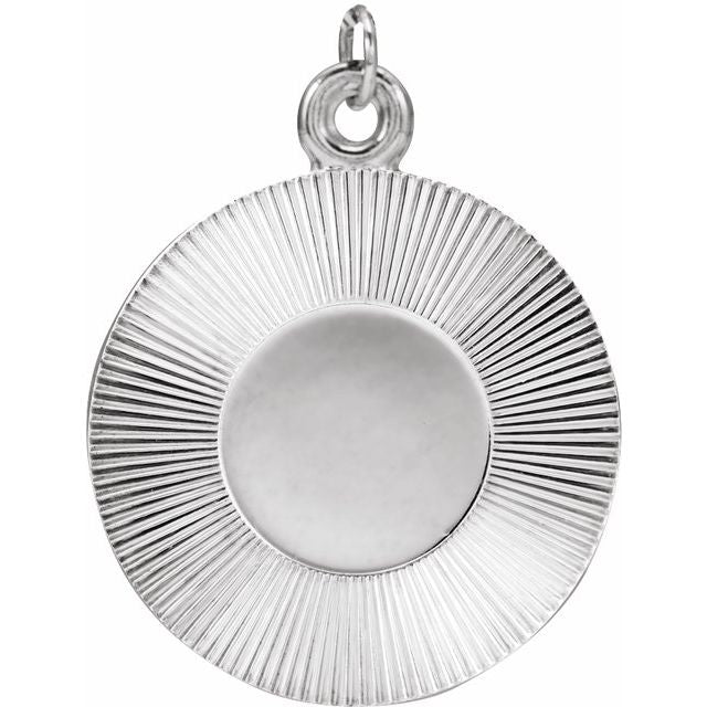 14K White Gold 21.4 X 15 Mm Polished Engravable Pendant