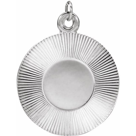 14K White Gold 21.4 X 15 Mm Polished Engravable Pendant