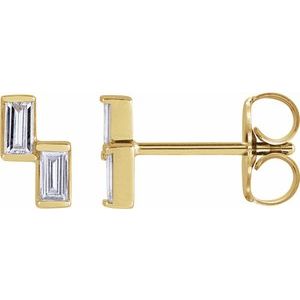 14K Yellow Gold Straight Baguette 3 X 1.5 Mm 1/4 Ctw Natural Diamond Stud Earrings