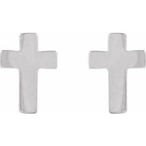 14K White Gold 7 X 5 Mm Pair Press Fit Back Included Polished Cross Earrings With Press Fit Posts And Backs