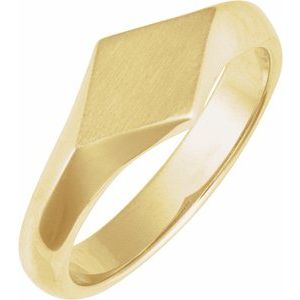 14K Yellow Gold Geometric 8.9 X 13.3 Mm Brush Polished Geometric Signet Ring Size 10