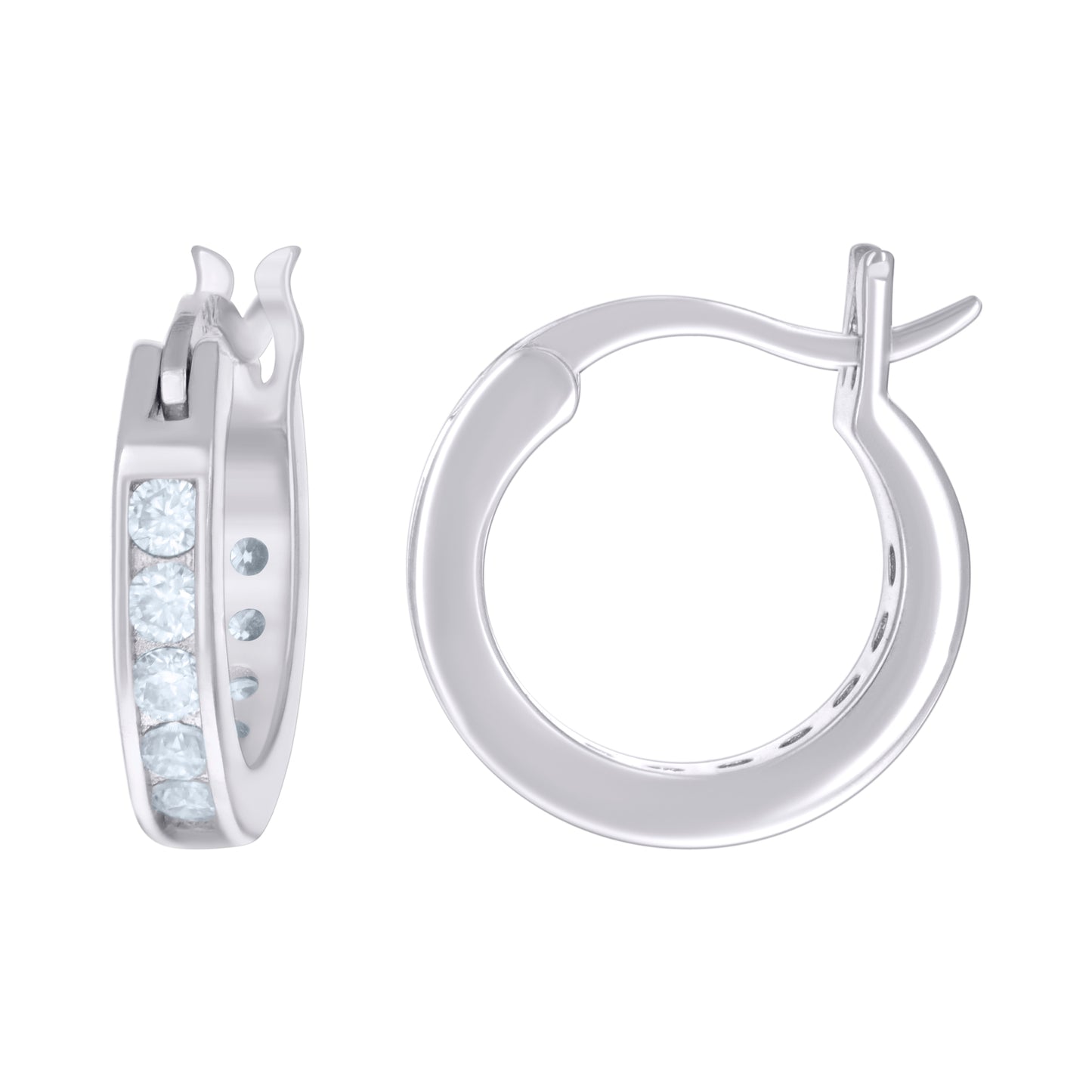 Sterling Silver Or Yellow-Tone Womens Moissanite Stone Hoop Earrings