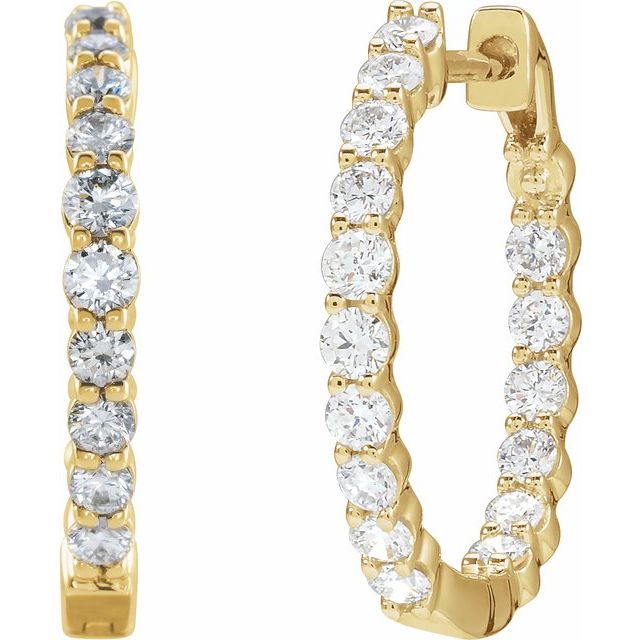 14K Yellow Or White Gold Vs, F+ Hinged Polished Lab-Grown Diamond Inside-Outside Hoop Earrings