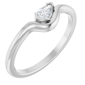 14K White Gold Natural Diamond Pear 4.5 X 3 Mm Polished 1/6 Ct Natural Diamond Solitaire Ring Size 7