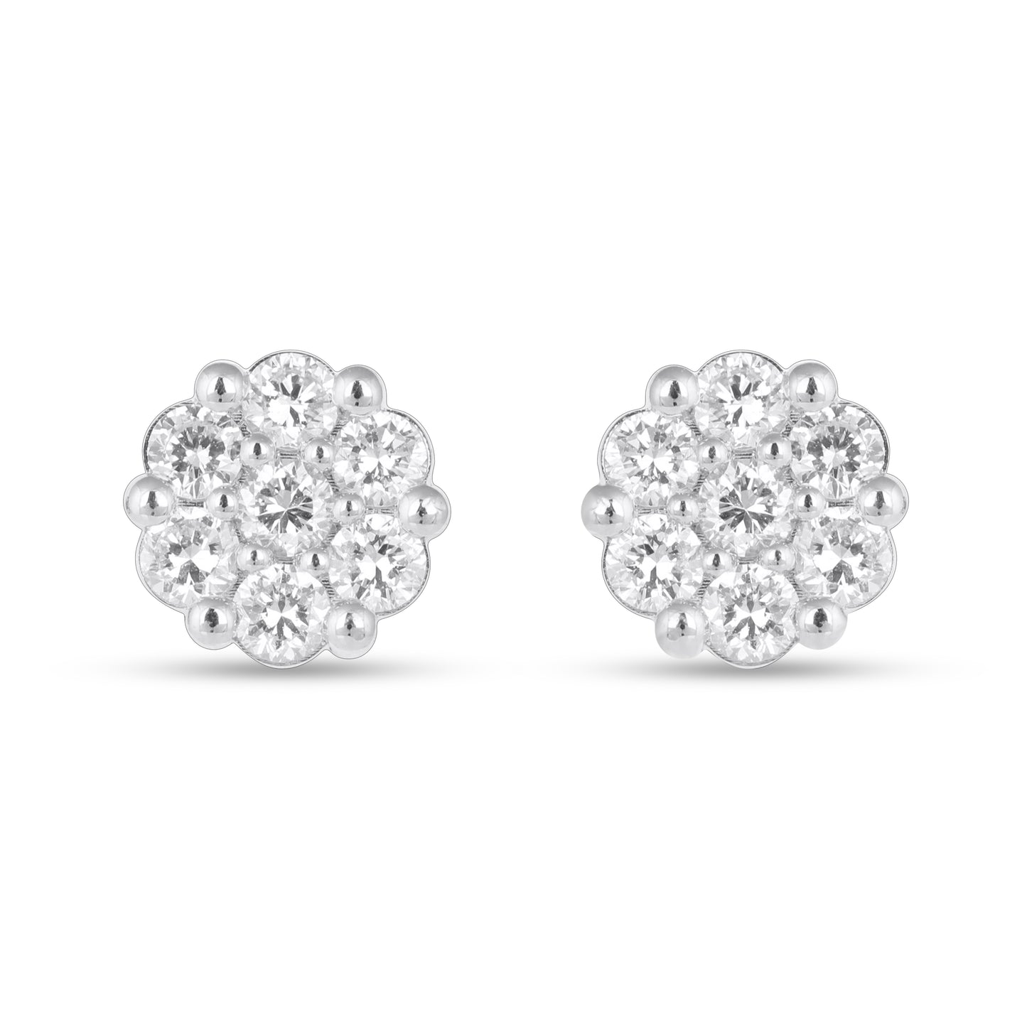 10K White Gold 3.00 Cttw Lab Grown Diamond Flower Earrings