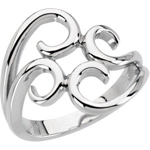 14K White Gold Polished Freeform Ring Size 7