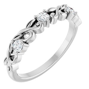 14K White Gold Round 2.5 Mm Polished 1/5 Ctw Natural Diamond Anniversary Band Size 7