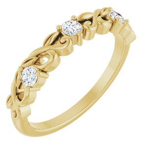 14K Yellow Gold Round 2.5 Mm Polished 1/5 Ctw Lab-Grown Diamond Anniversary Band Size 7