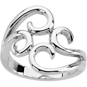 14K White Gold Polished Freeform Ring Size 7