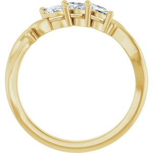 14K Yellow Gold Marquise 5 X 2.5 Mm 1/2 Ctw Natural Diamond Anniversary Band Size 7