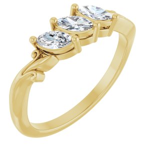 14K Yellow Gold Marquise 5 X 2.5 Mm 1/2 Ctw Natural Diamond Anniversary Band Size 7