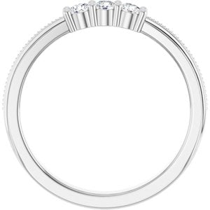 14K White Gold Round 2.5 Mm Polished 1/5 Ctw Lab-Grown Diamond Anniversary Band Size 7