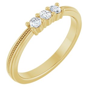 14K Yellow Gold Round 2.5 Mm Polished 1/5 Ctw Lab-Grown Diamond Anniversary Band Size 7