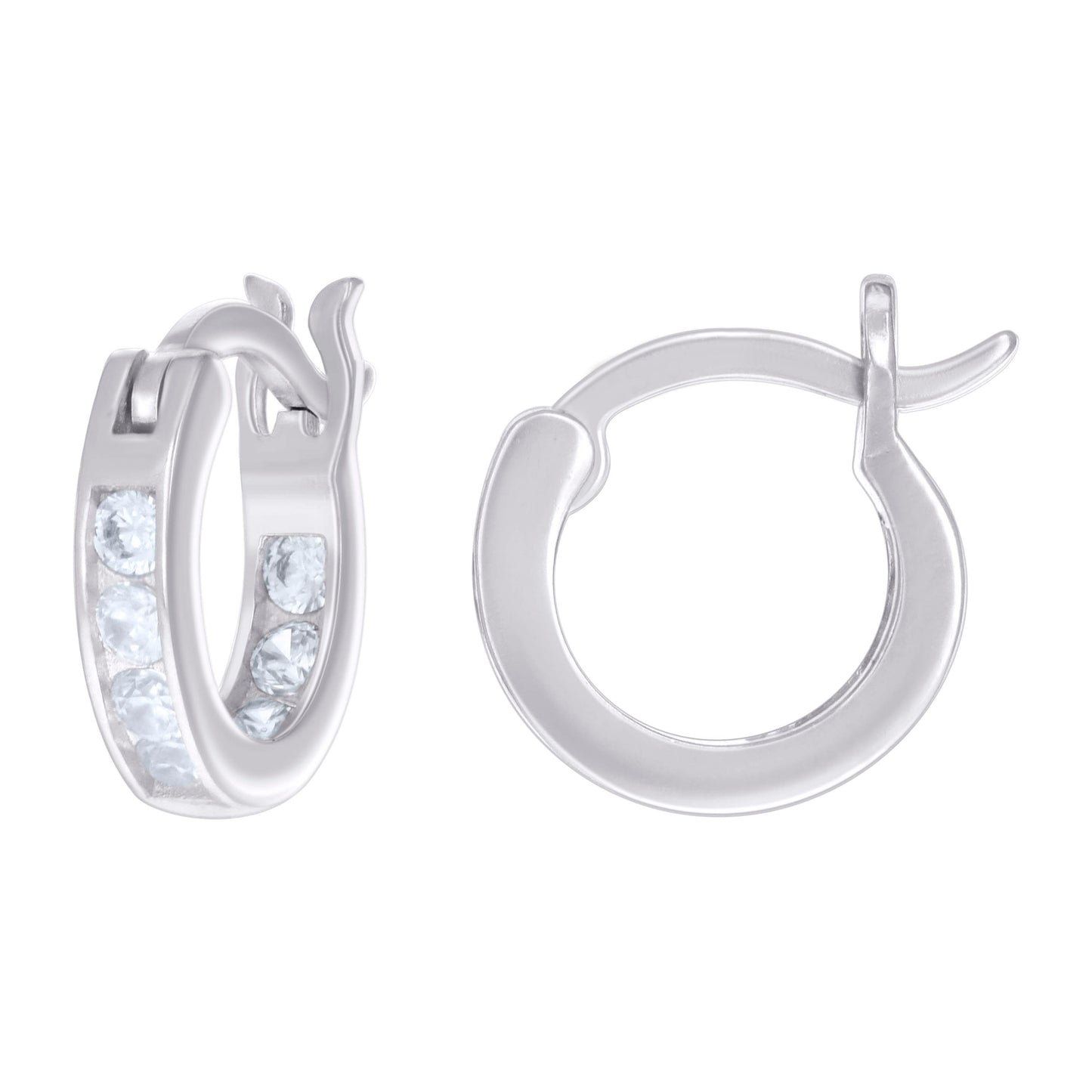 Sterling Silver Or Yellow-Tone Womens Cubic-Zirconia Inside-Out Hoop Earrings