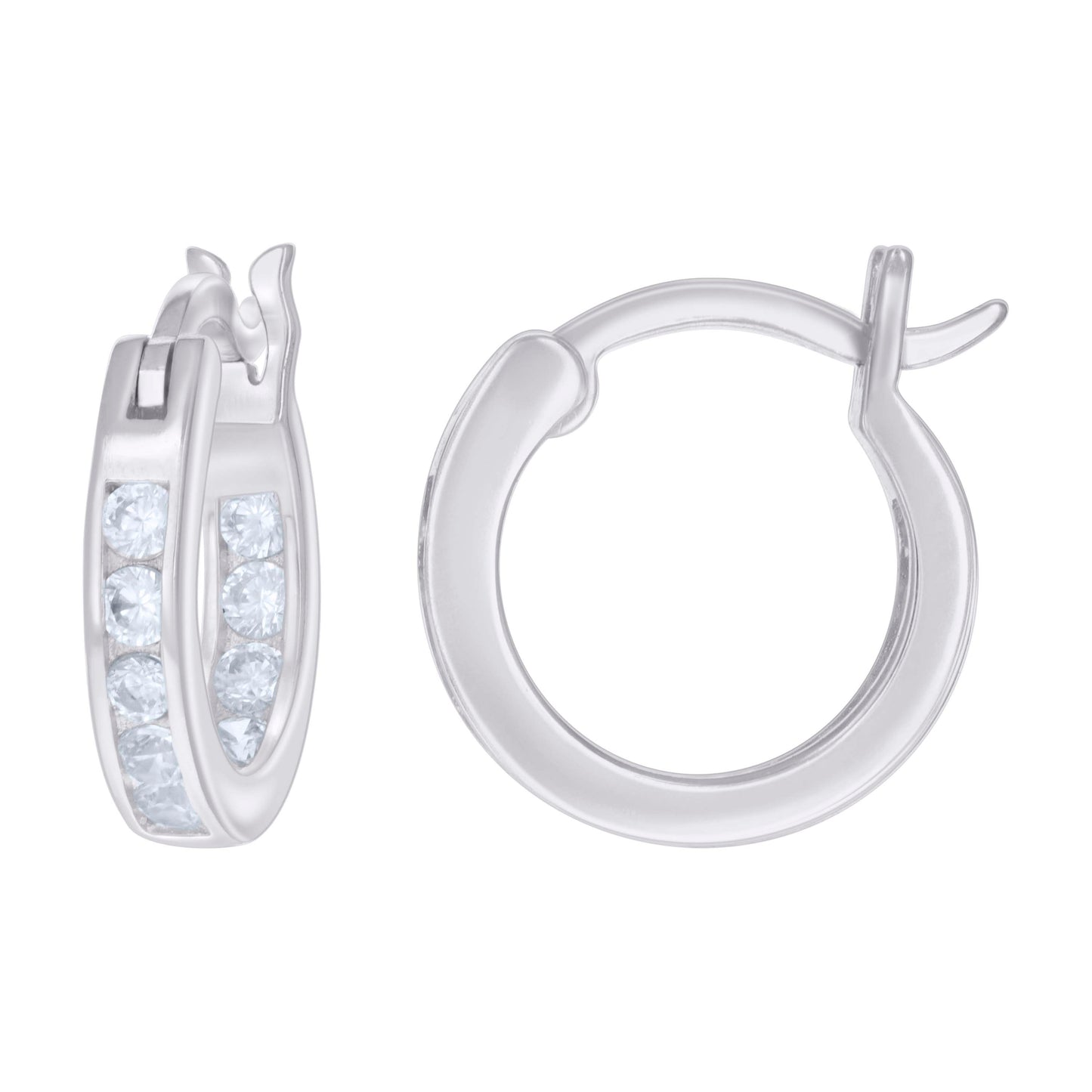 Sterling Silver Or Yellow-Tone Womens Cubic-Zirconia Inside-Out Hoop Earrings