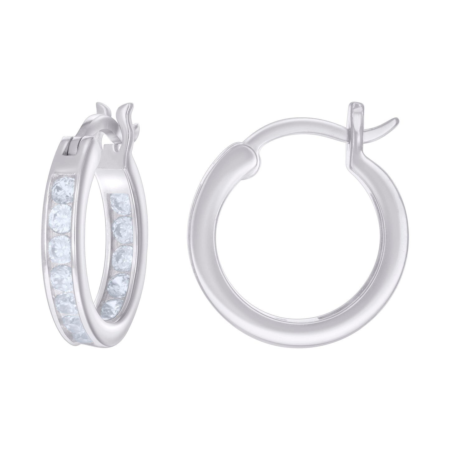 Sterling Silver Or Yellow-Tone Womens Cubic-Zirconia Inside-Out Hoop Earrings