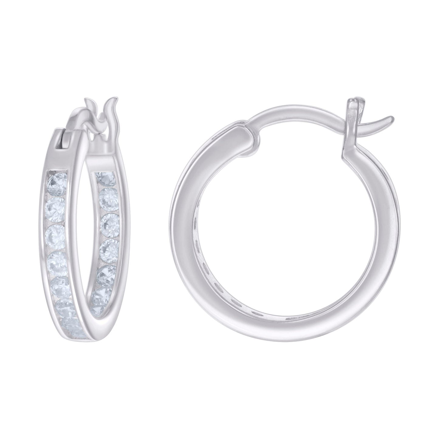 Sterling Silver Or Yellow-Tone Womens Cubic-Zirconia Inside-Out Hoop Earrings