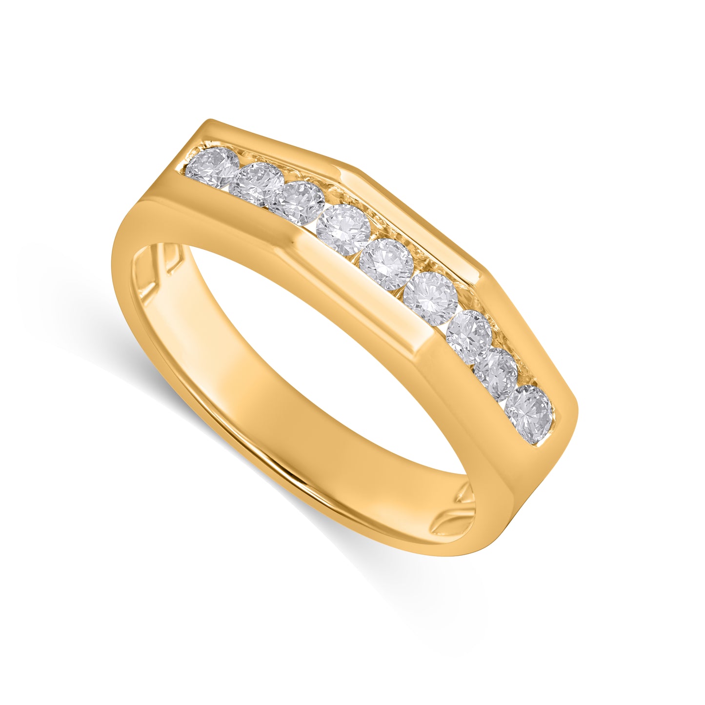 14K Yellow Gold 0.62 Cttw Lab Grown Diamond Mens Band