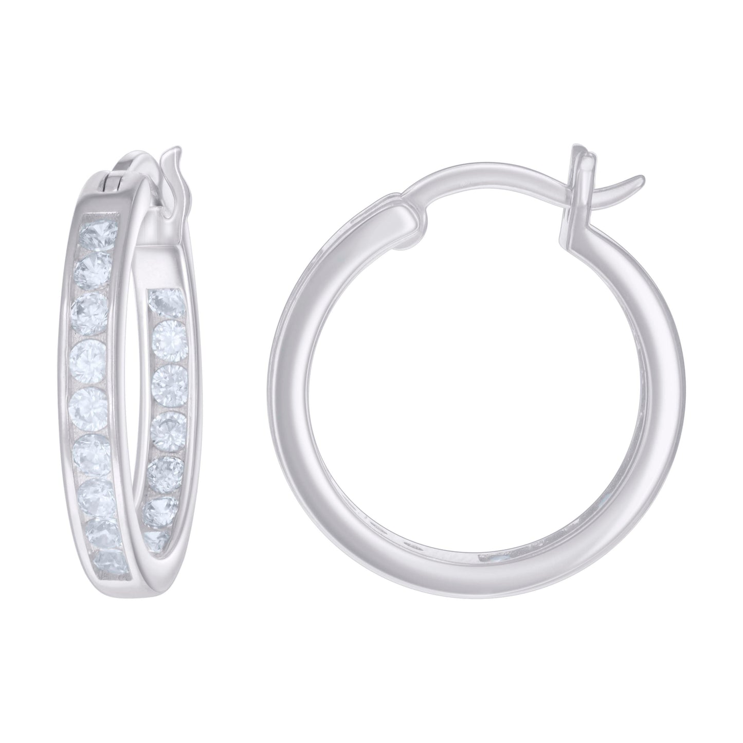 Sterling Silver Or Yellow-Tone Womens Cubic-Zirconia Inside-Out Hoop Earrings