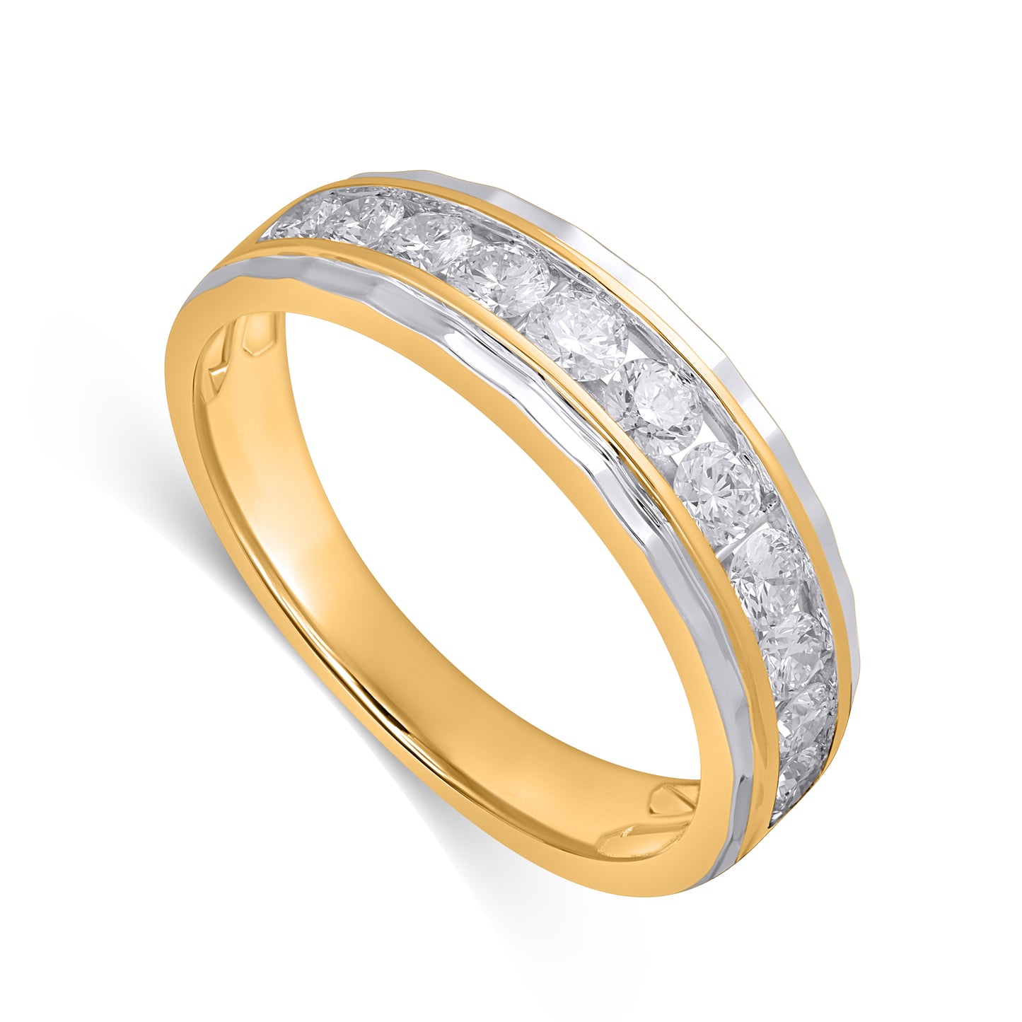 14K Two Tone Gold 1.00 Cttw Lab Grown Diamond Mens Band