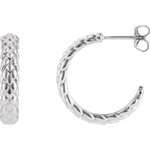14K White Gold Scale Hoop Earrings