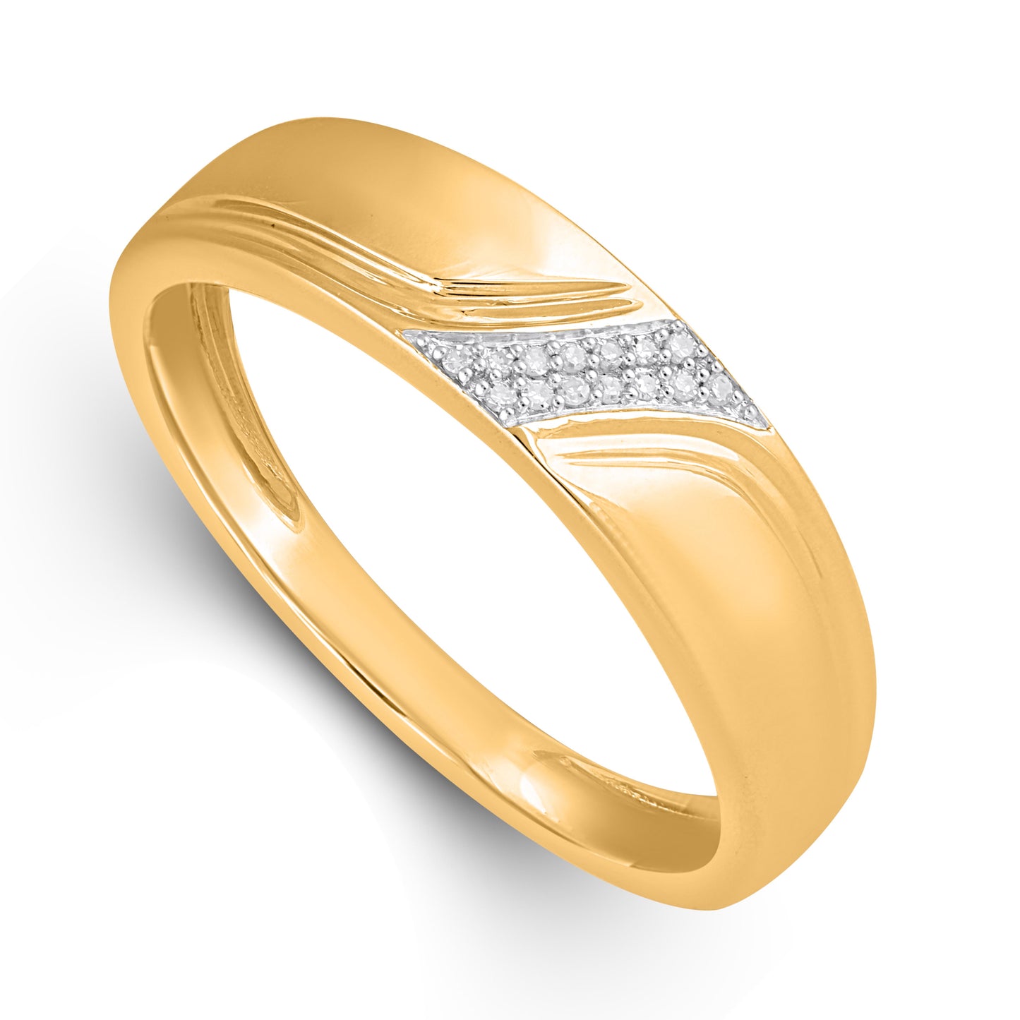 10K Yellow Gold 0.04 Cttw Diamond Mens Band