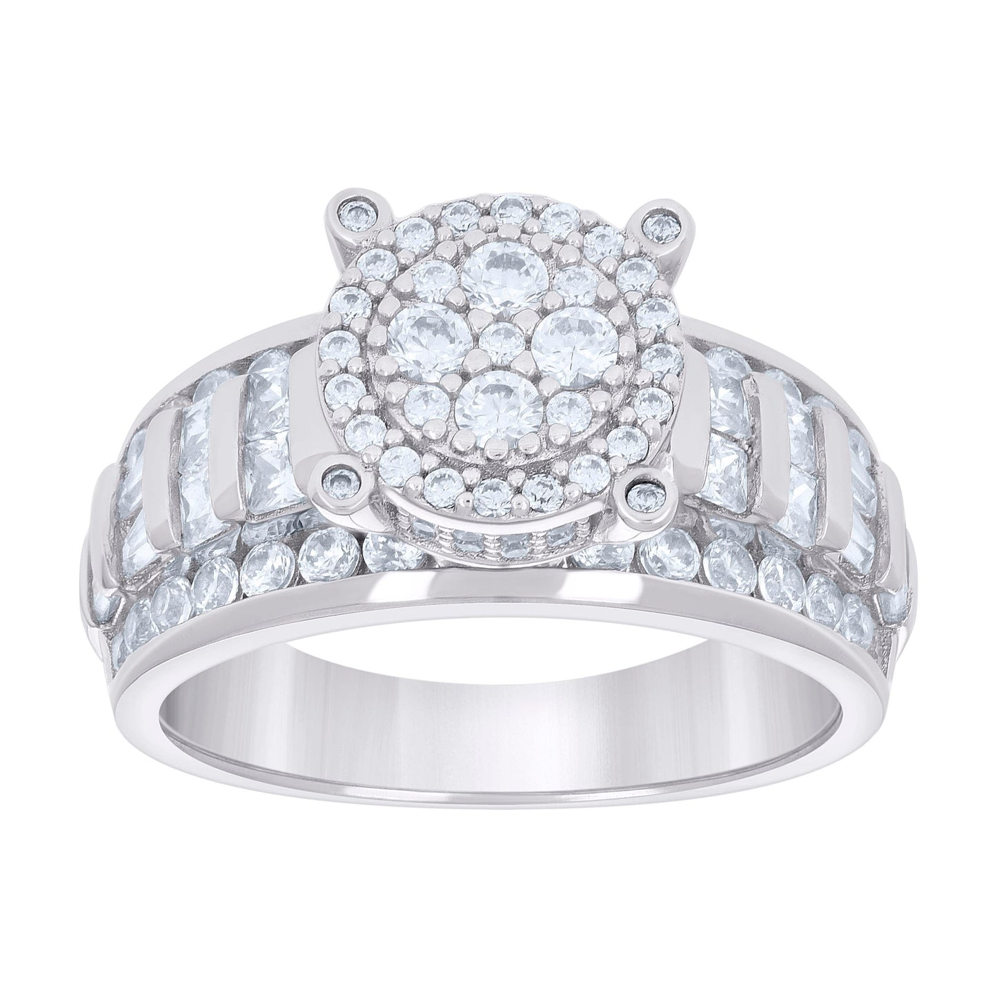 Sterling Silver Womens Cubic-Zirconia Fashion Bridal Anniversary Wedding Engagement Band Ring