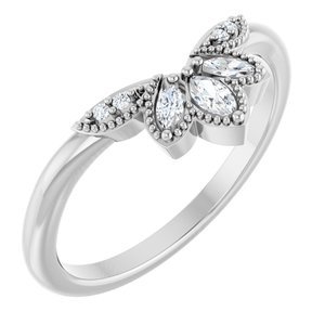 14K White Gold Lab-Grown Diamond Marquise 3.5 X 2 Mm Lab-Grown Diamond Polished 1/8 Ctw Lab-Grown Diamond Contour Band Size 7
