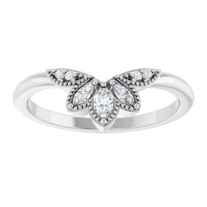 14K White Gold Natural Diamond Marquise 3.5 X 2 Mm Natural Diamond Polished 1/8 Ctw Natural Diamond Contour Band Size 7