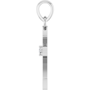 14K White Gold Round 1.5Mm G-H I1 .02 Ct Natural Diamond Cross Pendant