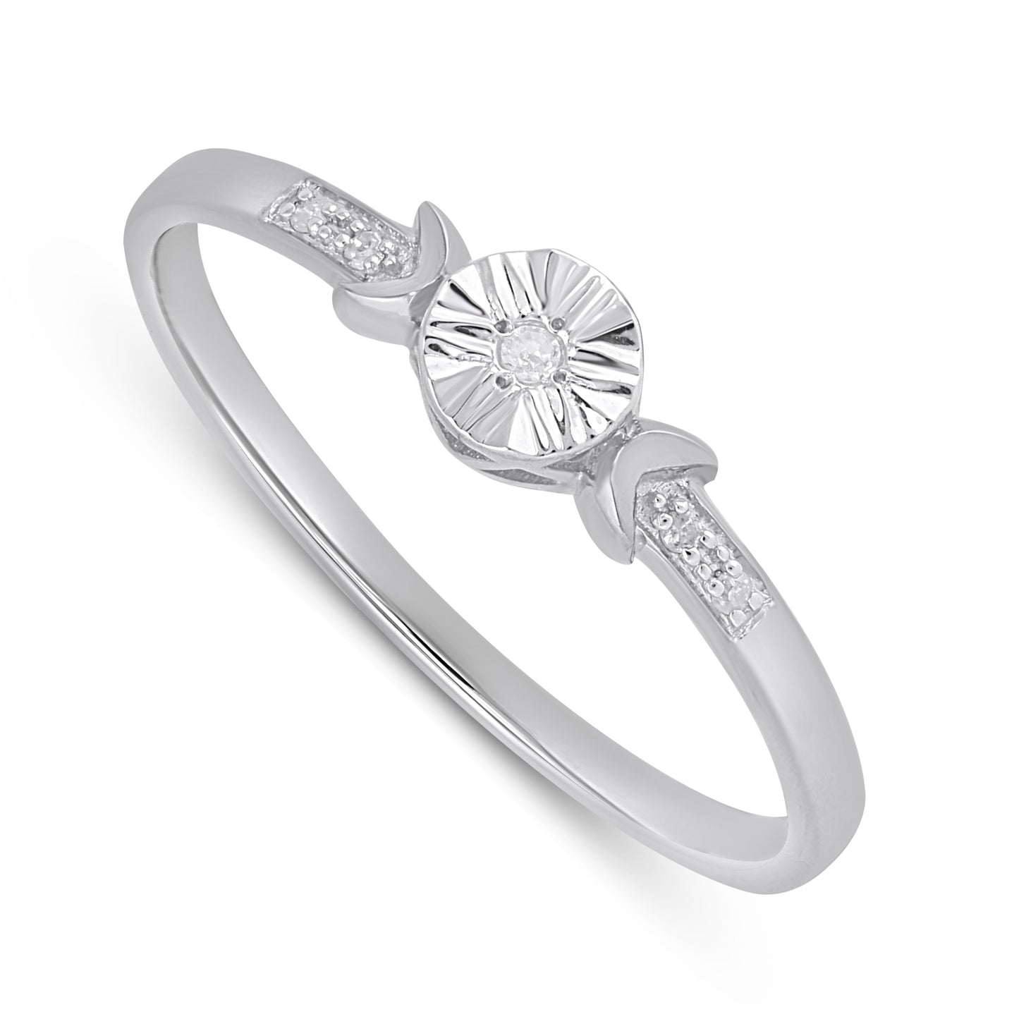 925 Sterling Silver 0.03 Cttw Diamond Ladies Ring