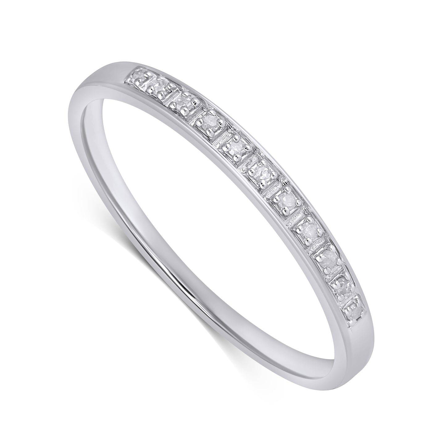 925 Sterling Silver 0.04 Cttw Diamond Ladies Band
