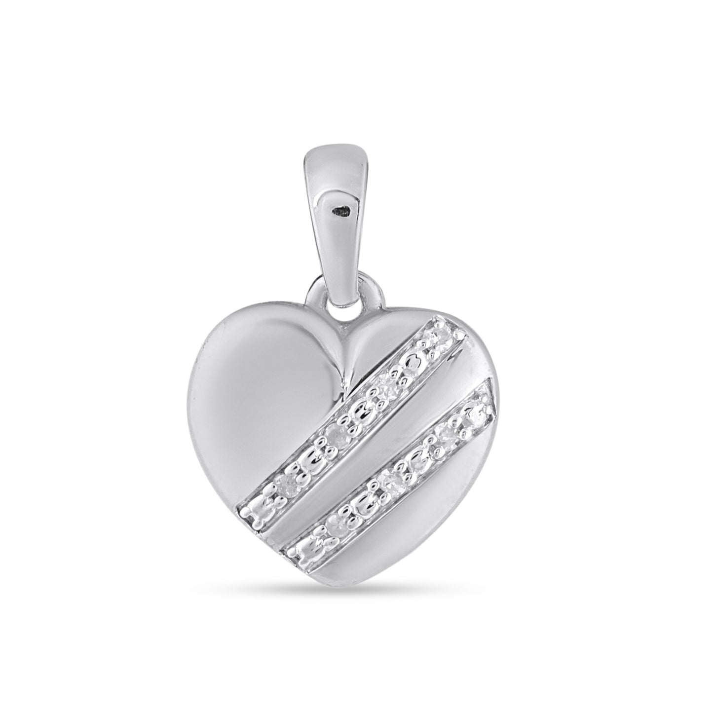925 Sterling Silver 0.04 Cttw Diamond "Heart" Ladies Pendant