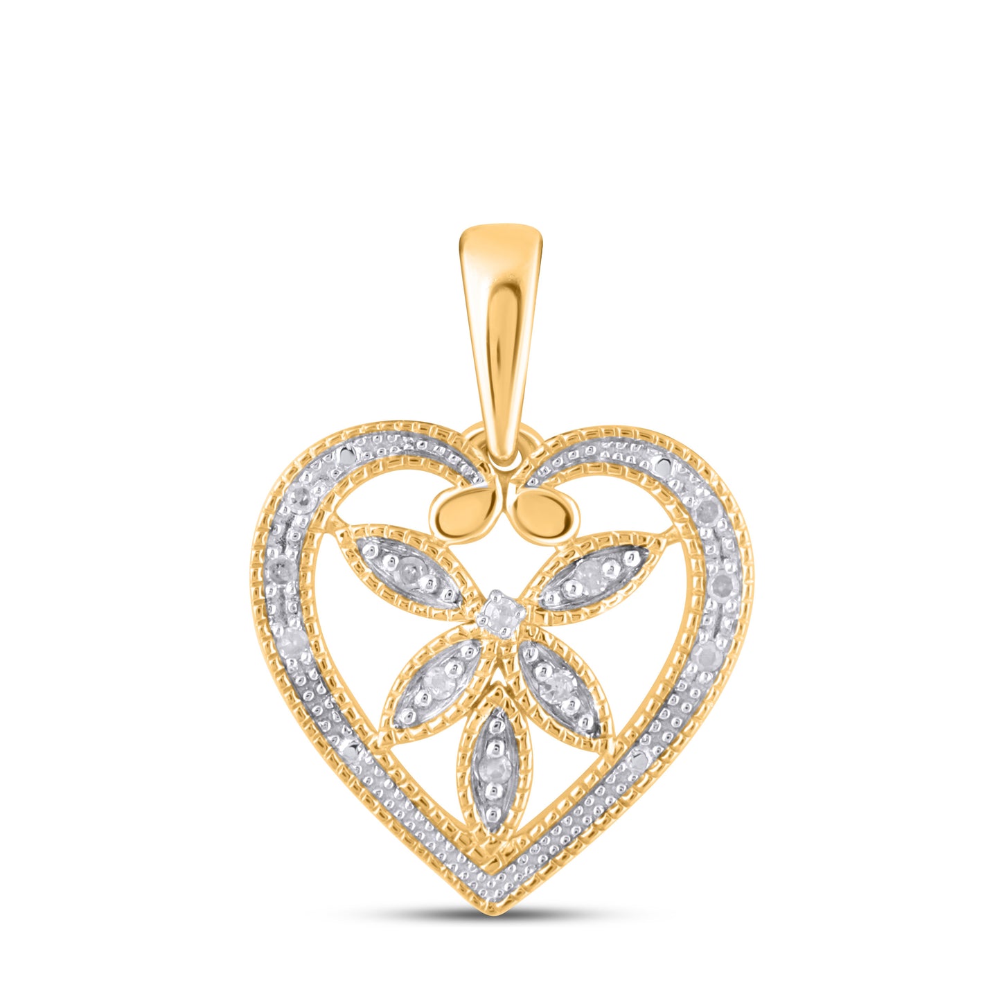 925 Sterling Silver 0.05 Cttw Diamond "Heart" Ladies Pendant