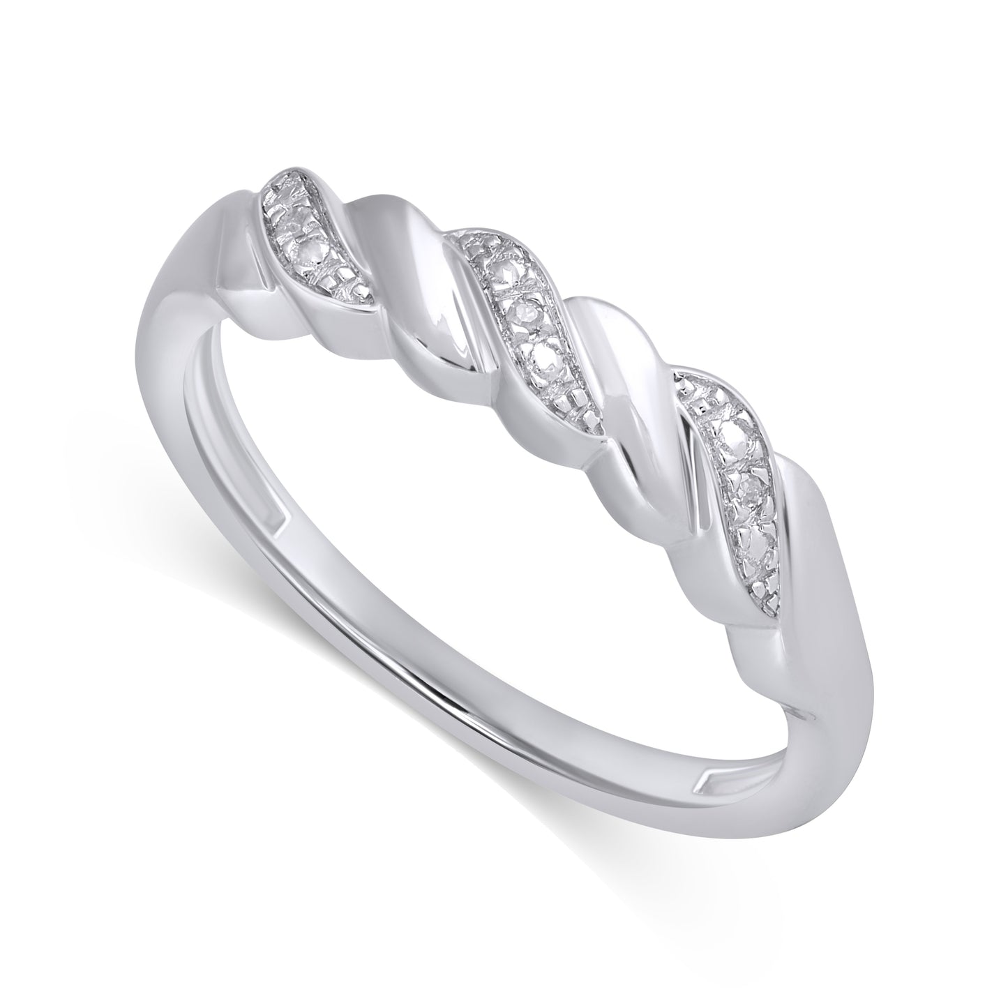 925 Sterling Silver 0.02 Cttw Diamond Ladies Band