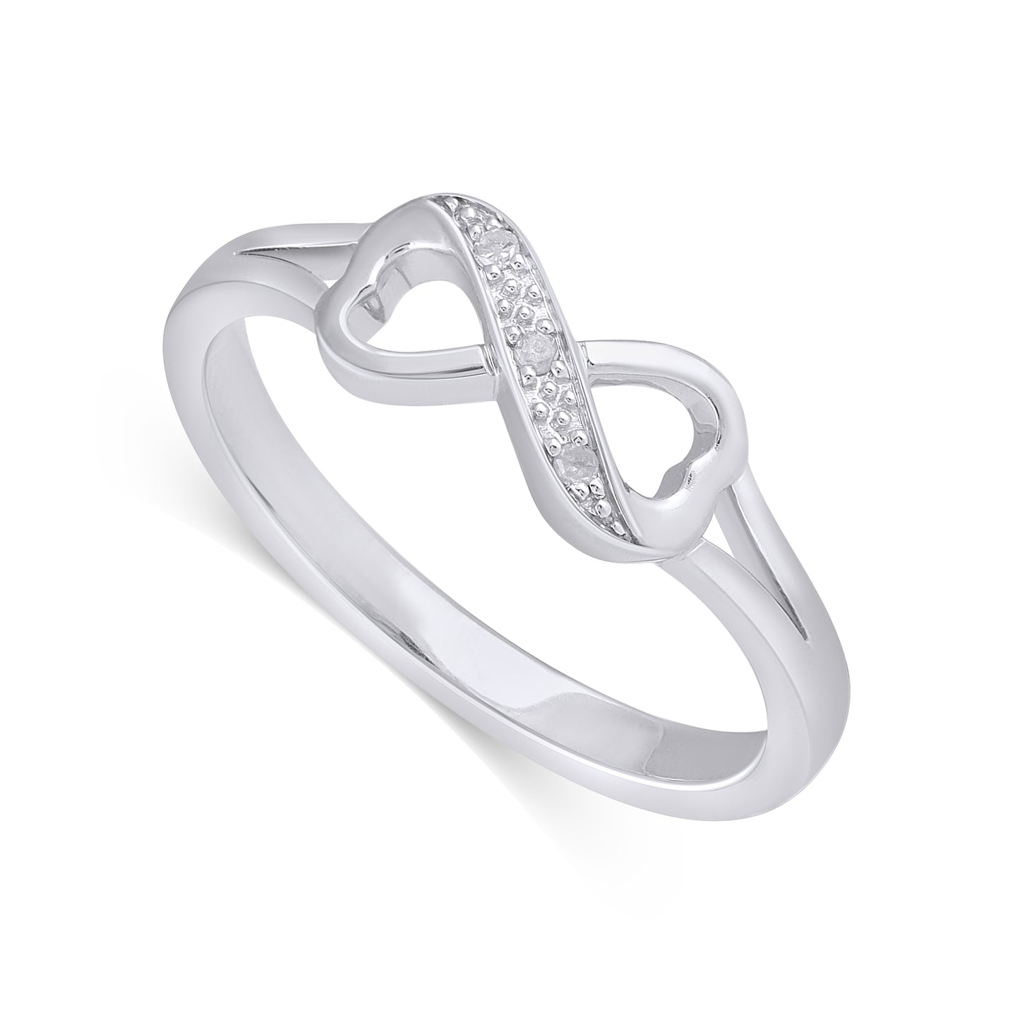 925 Sterling Silver 0.02 Cttw Diamond Ladies Ring