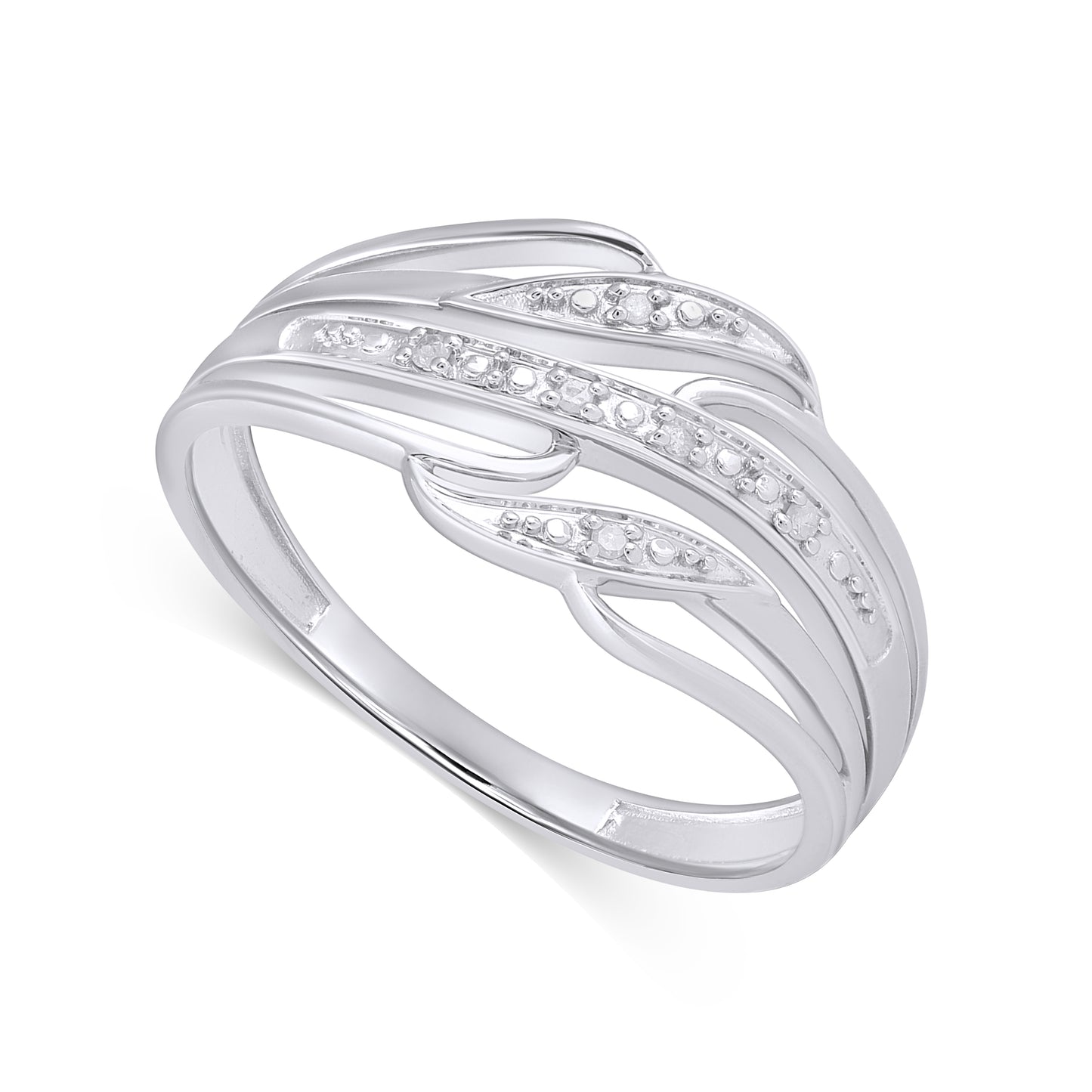 925 Sterling Silver 0.04 Cttw Diamond Ladies Rings