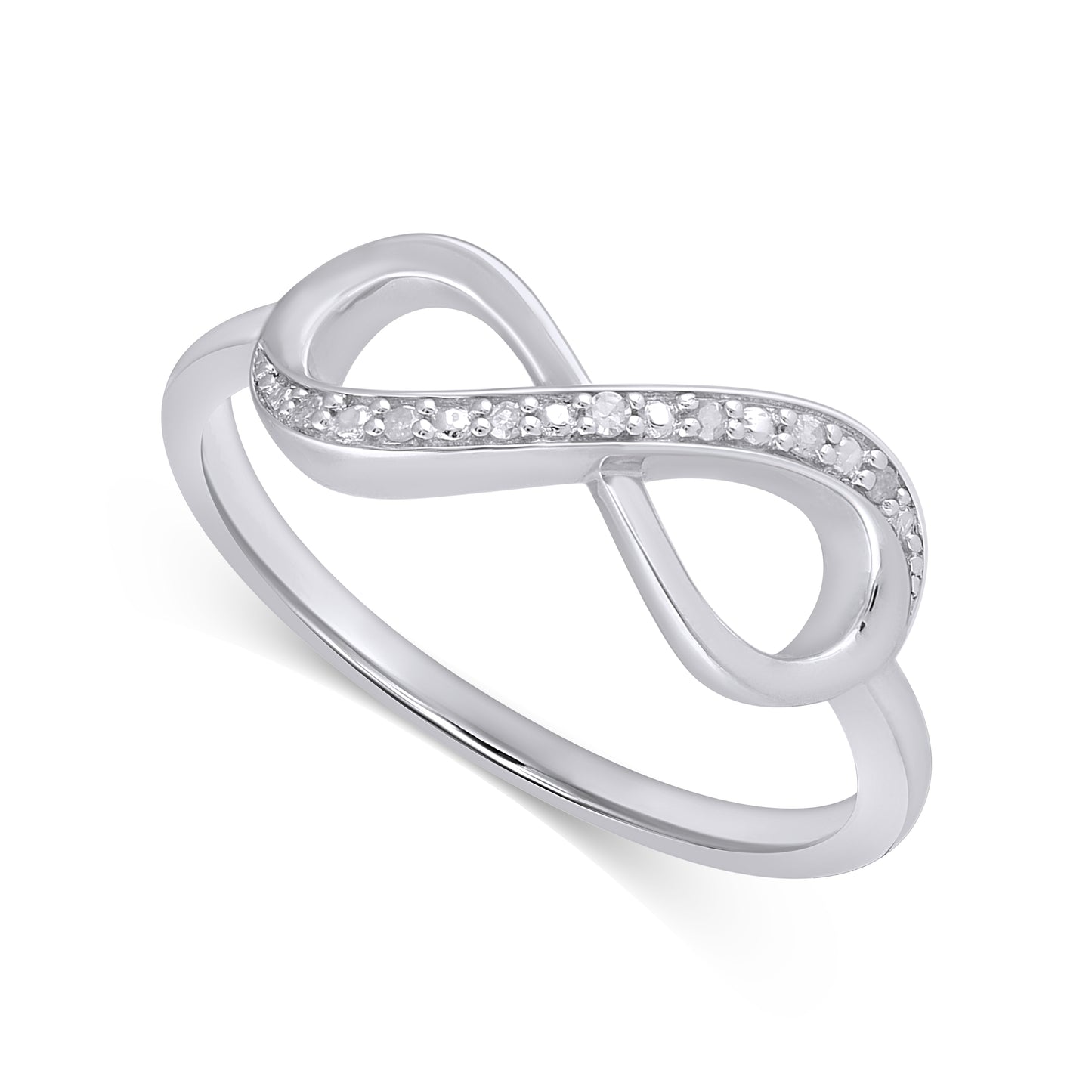 925 Sterling Silver 0.04 Cttw Diamond Ladies Ring