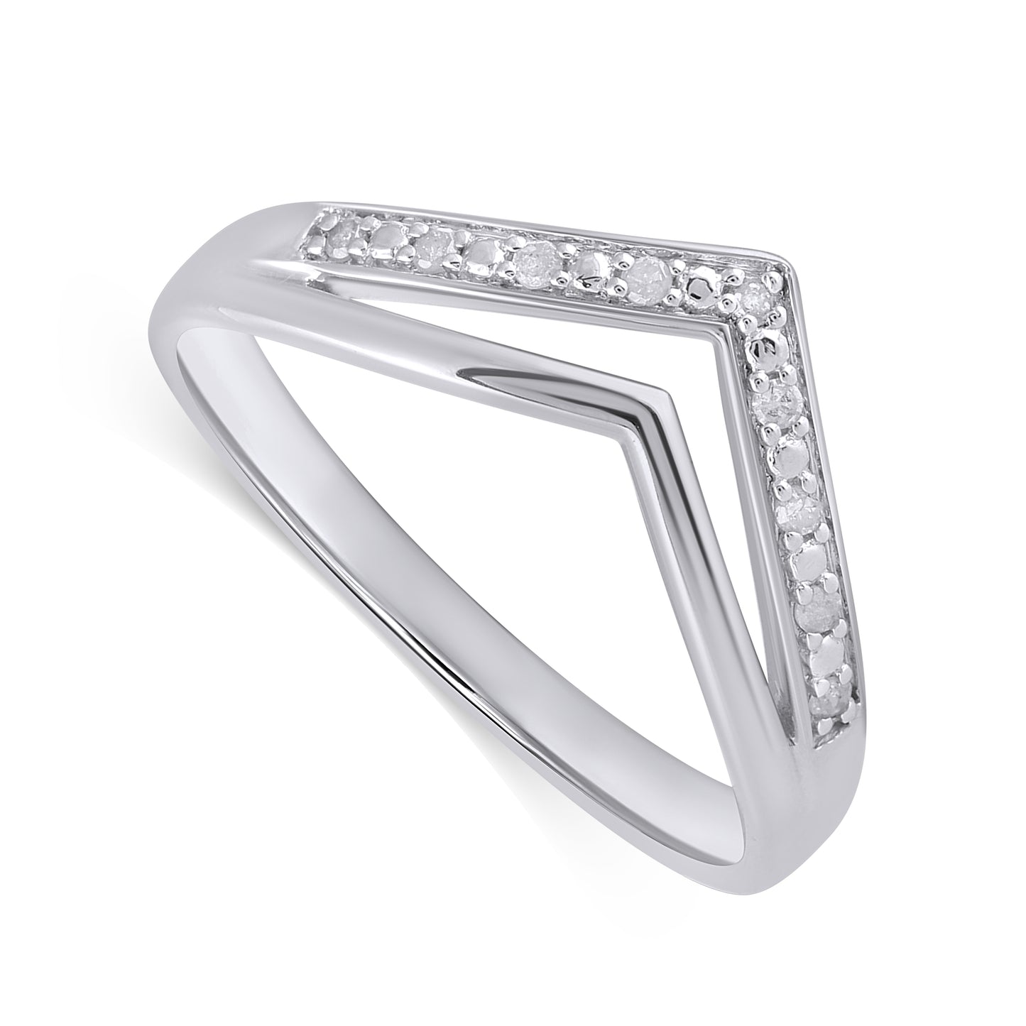 925 Sterling Silver 0.05 Cttw Diamond Ladies Ring