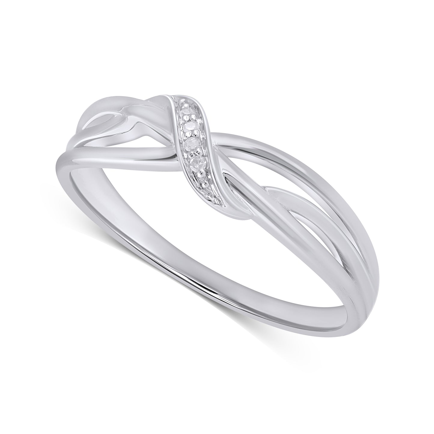 925 Sterling Silver 0.02 Cttw Diamond Ladies Ring